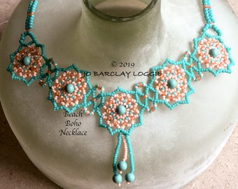 Beach Boho Necklace Tutorial - Beading Pattern - Seed Beads and Pearls