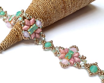 GemDuo Beaded Bracelet with a Cymbal Metal Element Clasp - Fyla Flutterby Bracelet