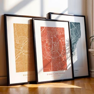 3 city maps print bundle, custom location travel map wall art gift for couple, personalised travel map posters, city map present for couple
