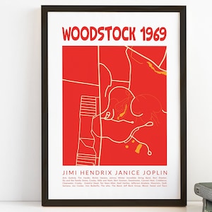 Woodstock 1969 Musikfestival Poster Bethel New York Map Kunst Karte Druck Bunte Wanddekoration