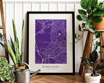 Map of Wimbledon Personalised print South London travel map Anniversary Gift for wife