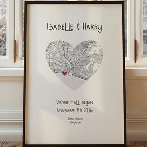 Cadeau d'impression de carte de couple d'anniversaire de fiançailles, cadeau personnalisé où nous nous sommes rencontrés, cadeau d'anniversaire de mariage personnalisé pour femme fiancé petite amie