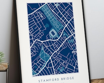 Chelsea football stadium gift, Stamford Bridge map gift for dad brother grandad, Chelsea Football fan wall art poster print gift