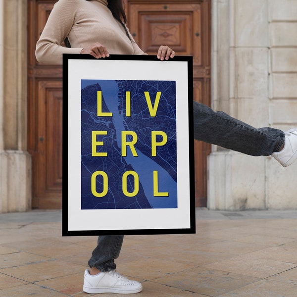 Liverpool city map wall art print Gift for scouse friend Liverpool poster map Graduation gift printed on recycled art paper Gift for home