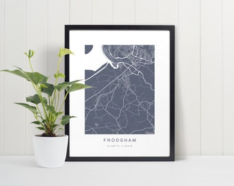 Frodsham street map, Gallery wall Giclée art print for your home, living room or Father's Day Gift