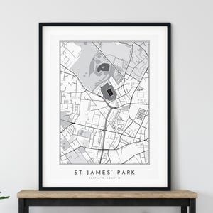Groot digitaal aangepast formaat Newcastle United St James' Park voetbalstadion kaart print, Toon leger voetbalposter cadeau voor hem vader zoon broer