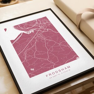 Stampa della mappa stradale di Frodsham, regalo di nozze, regalo di inaugurazione della casa di Frodsham, Frodsham Cheshire Village