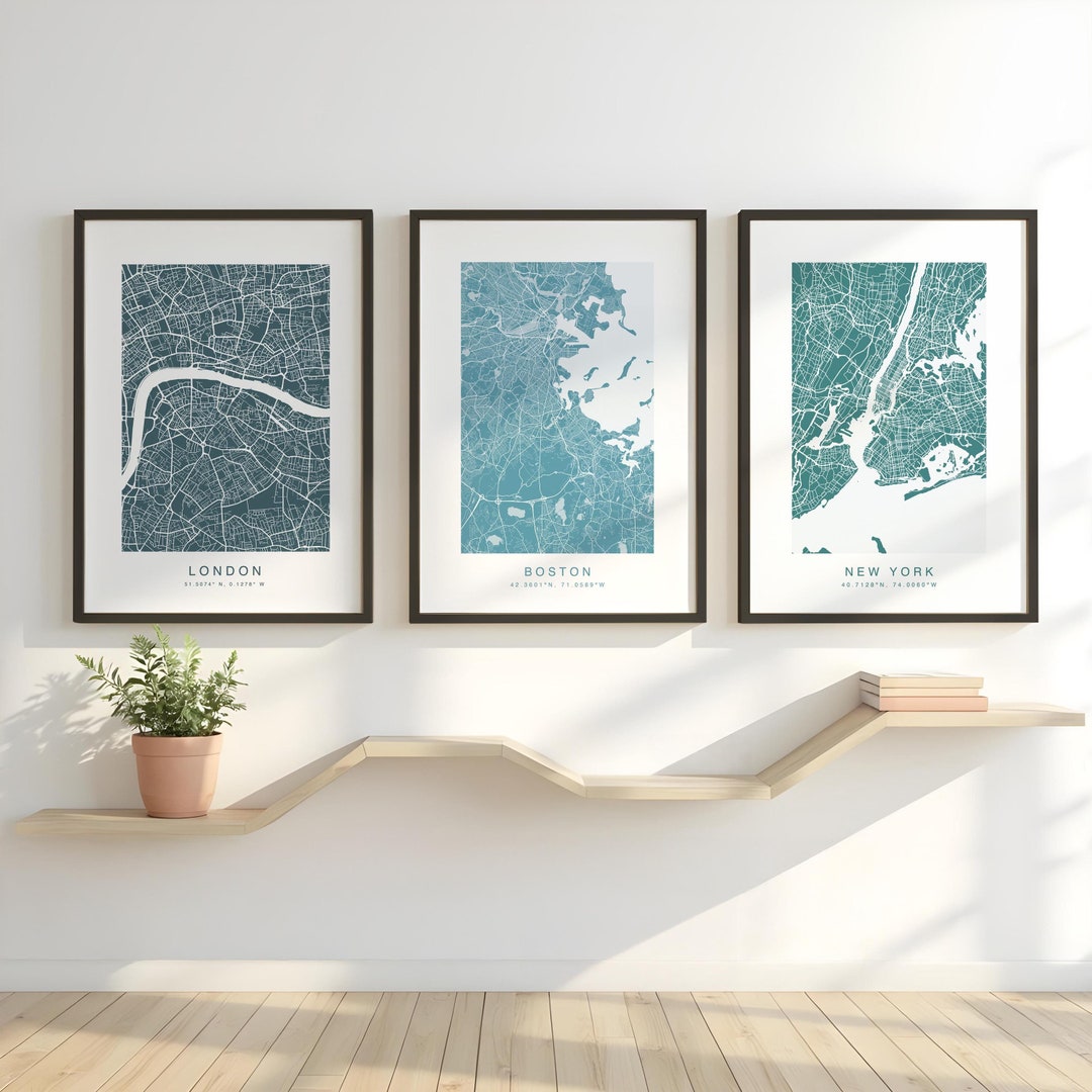 Set of 3 Personalised Map Prints - Il 1080xN.6682014853 2p3z 