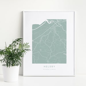 Impression de carte des rues d'Helsby pour votre maison, cadeau d'impression d'anniversaire, cadeau de mariage pour couple