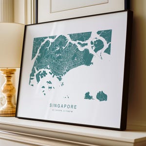 Singapur Karte Druck, Singapur Wand Kunst Geschenk, Asien Poster zur Hochzeit oder zum Jubiläum