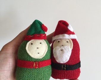 Knitted Santa and Elf