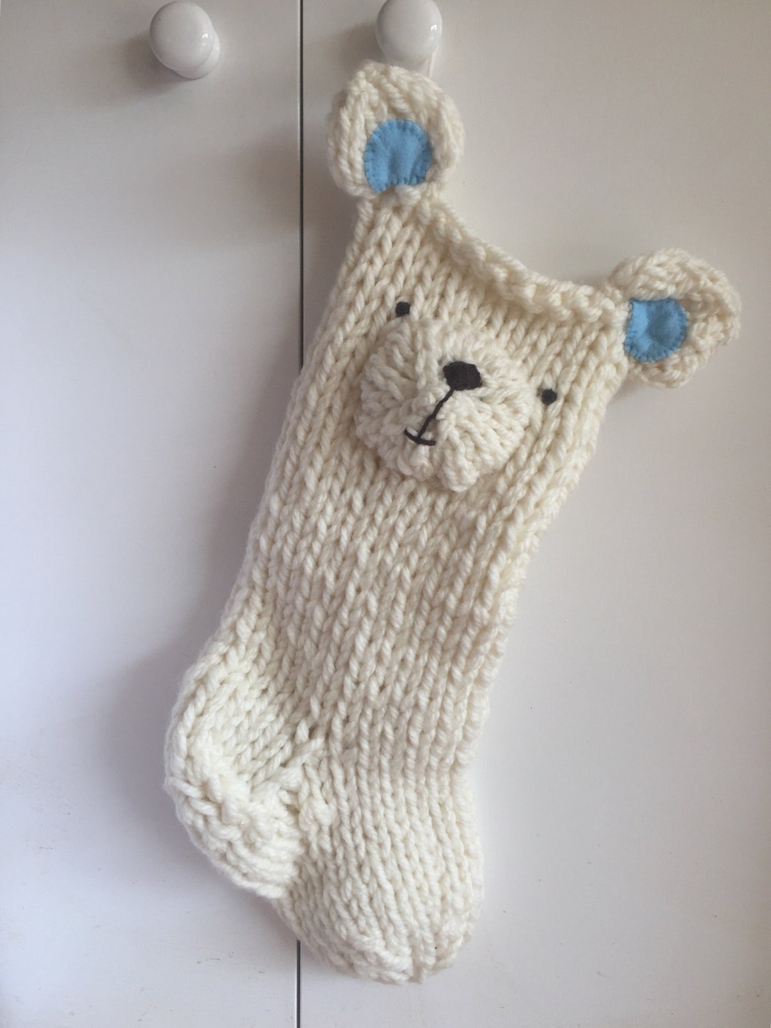 Hand Knitted Polar Bear Christmas Stocking - Etsy