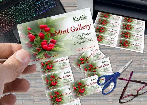 Instant Digital Download, Stock Photo Business Card Design, Garden Theme Design, Gift Card, Red Berries KX16