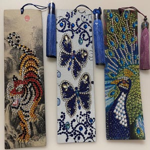 Tiger, Peacock, and Butterfly Diamond Painting Bookmarks