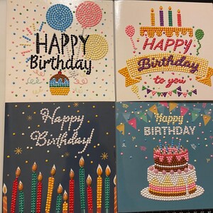 Happy Birthday, Thank You, and Misc. Diamond Painting Greeting Cards
