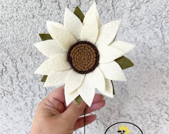 Handmade White Felt Sunflower: Bridal Bouquet Centerpiece