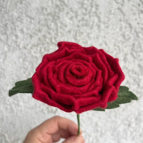 Single Stem Red Rose Handmade Rose for Wedding Rose for Bride Home Decor Rose Bouquet for Mother's Day Red Rose for Valentine's Day Rose