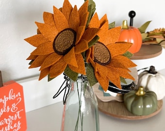 Orange Felt Sunflower: Handmade Fall Wedding Bouquet Centerpiece