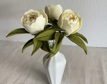 Handmade Felt Peony Stem: Single Flower Arrangement, Home Decor