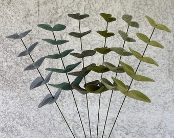 Handmade Felt Eucalyptus Stems: Green Floral Bouquet, Set of 3