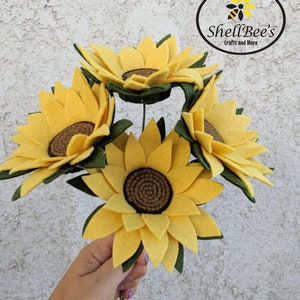 Single Stem Yellow Sunflower Sunflower Home Decor Felt - Etsy