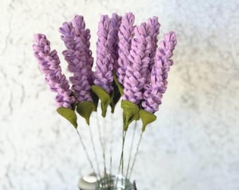 Handmade Felt Lavender Stem: Purple Floral Bouquet Filler