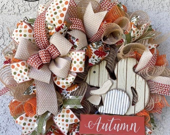 Medium Fall Wreath-Autumn Wreath- Porch Fall Decor-Door Wreath- Ready to ship- Squirrel Wreath