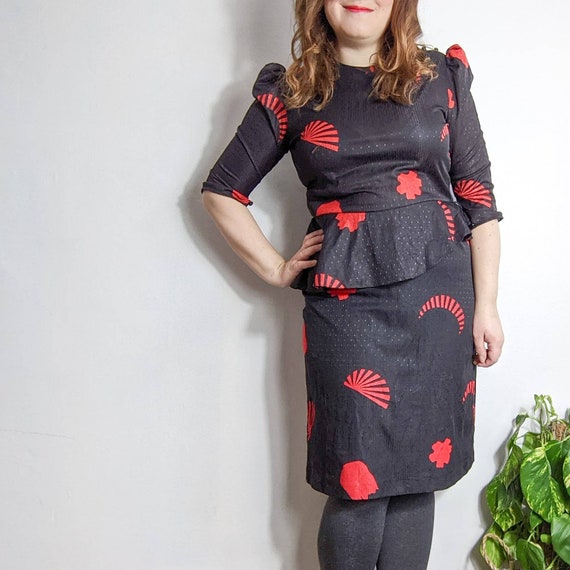 80s Witch Dress / Black and Red Halloween Dress Gem