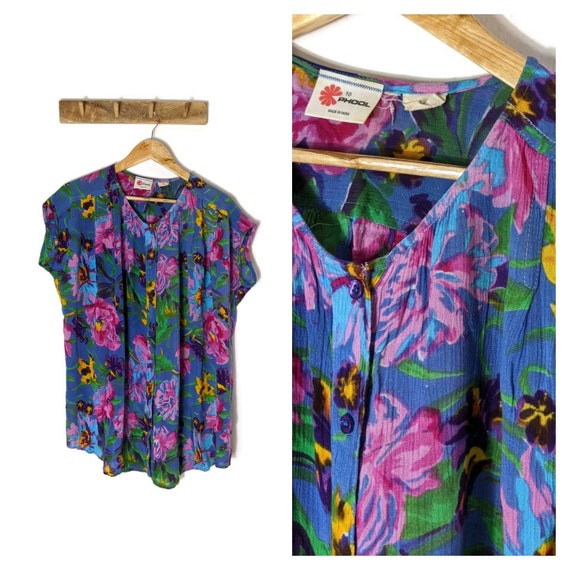 Vintage PHOOL Crinkle Blouse / LARGE