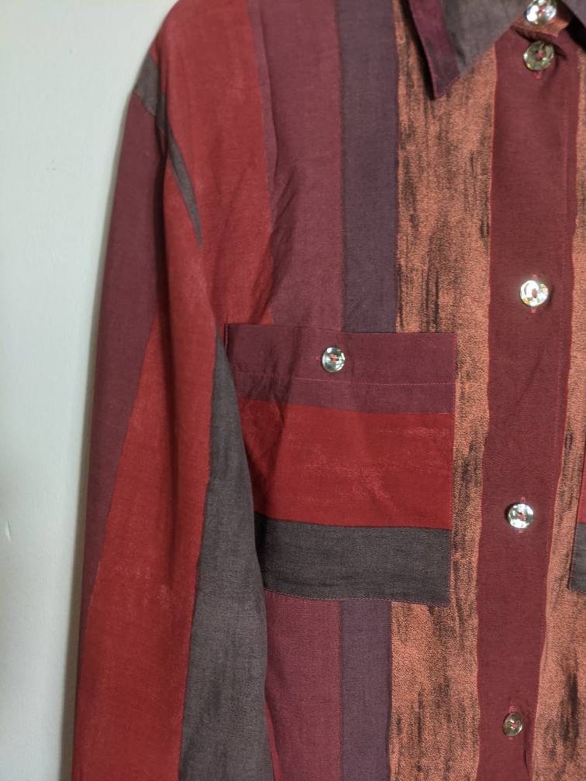 90s Red Oversized Grunge Shirt / Abstract Stripy Grunge Blouse - Etsy