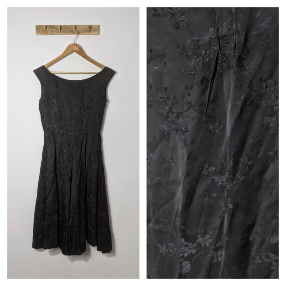 True Vintage 50s Black Dress / UK 10