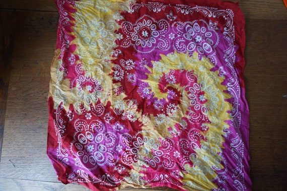 Vintage Pink and Yellow Tie Dye Cotton Bandana. P… - image 4