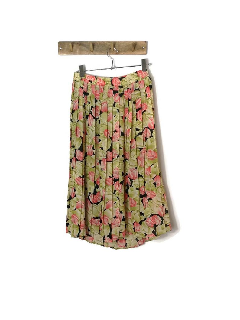 90s Pleated Grunge Skirt pink flowers  UK 10