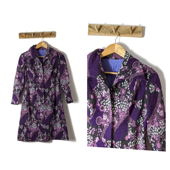 Vintage Purple Winter Dress / Purple Mod Dress / U