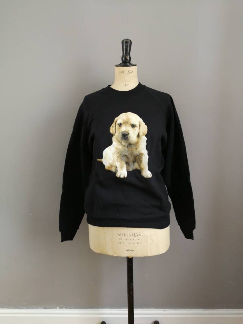 90/'s Black Dog Sweatshirt UK 10
