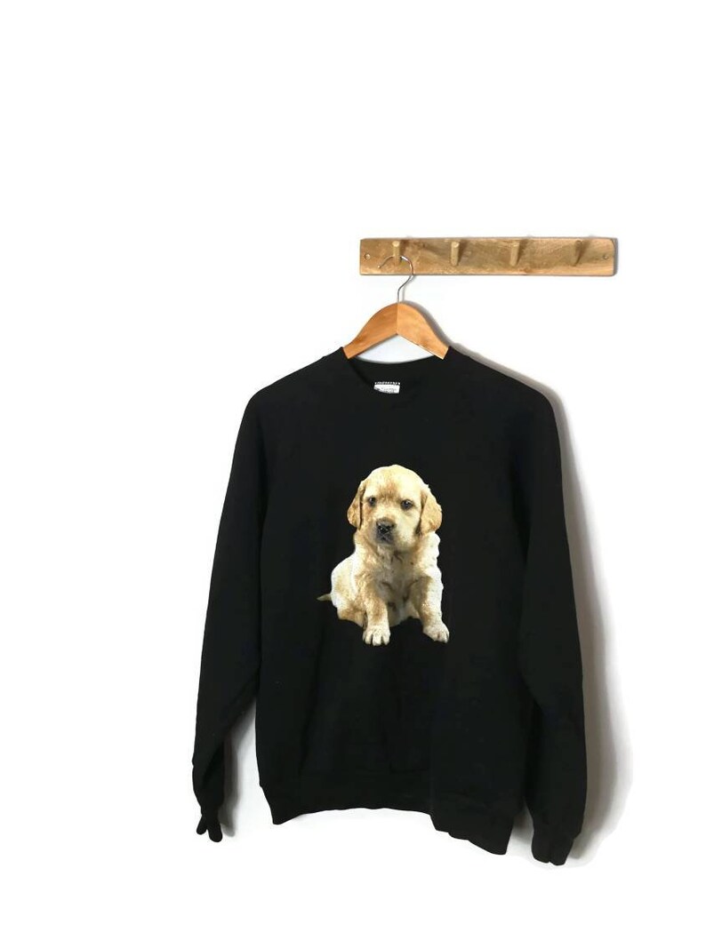 90/'s Black Dog Sweatshirt UK 10