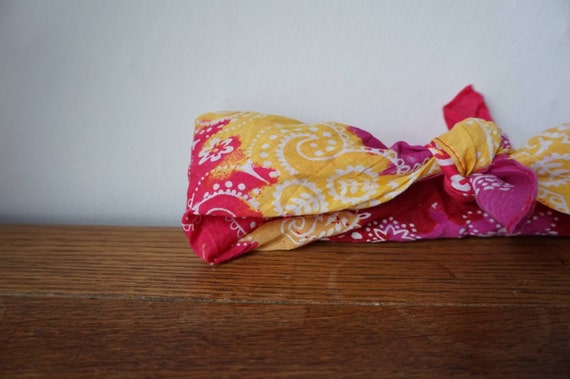 Vintage Pink and Yellow Tie Dye Cotton Bandana. P… - image 7