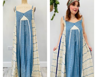Vintage 60s Mexican Cheesecloth Maxi Dress / Mama Carlota Dress