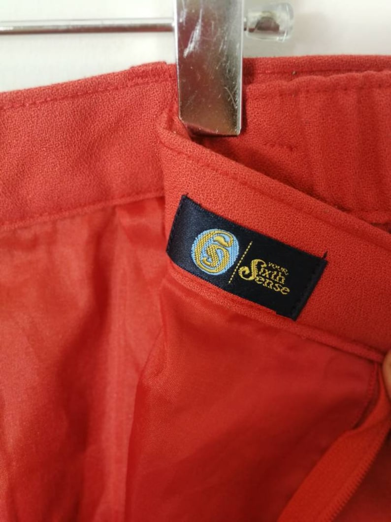 Red pencil skirt midi length LARGE