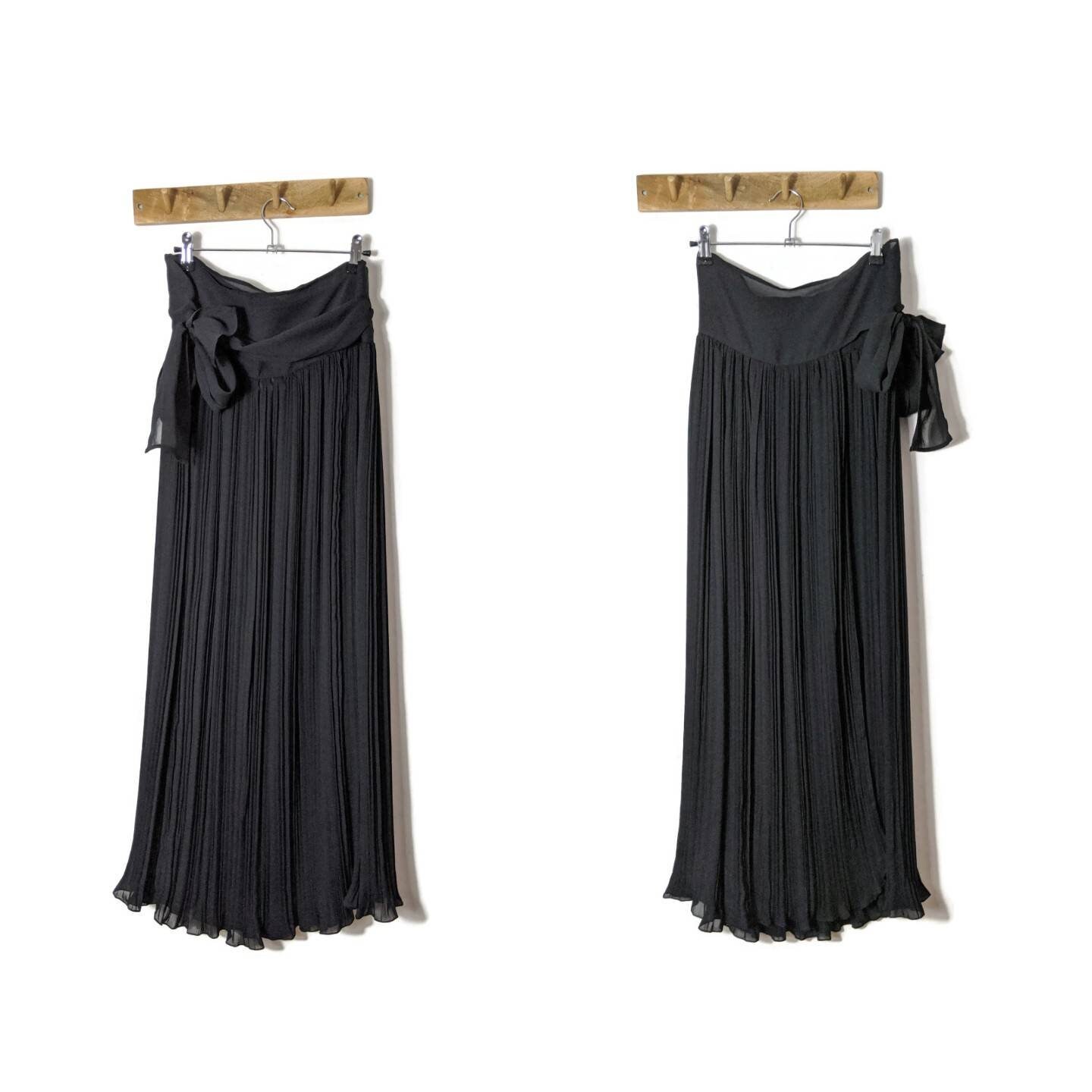 Image of Black Crinkle Wrap Skirt/S Evening Maxi Long Small