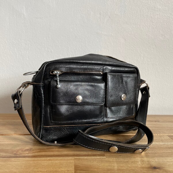 Vintage 70s Black Leather Purse