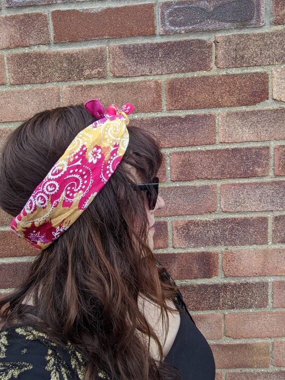 Vintage Pink and Yellow Tie Dye Cotton Bandana. P… - image 3