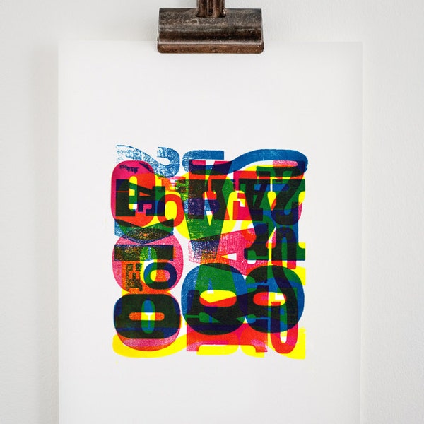 Letterpress Print - Colorful Abstract A4