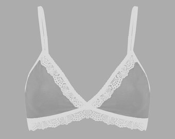 Organic Bra Spitze, grey with lace