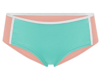 Organic hipster panties Fyne pink / mint (blue) / white