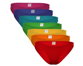 Organic hipster panties, set of 7: Rainbow