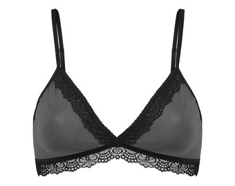 Organic Bra Spitze, anthracite with lace