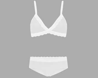 Reggiseno biologico + hipster, pizzo bianco