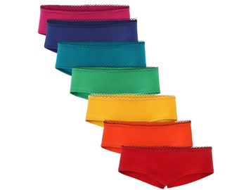 Organic hipster panties, set of 7: Rainbow