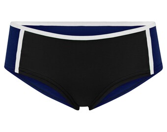 Organic hipster panties Fyne blue / black / white